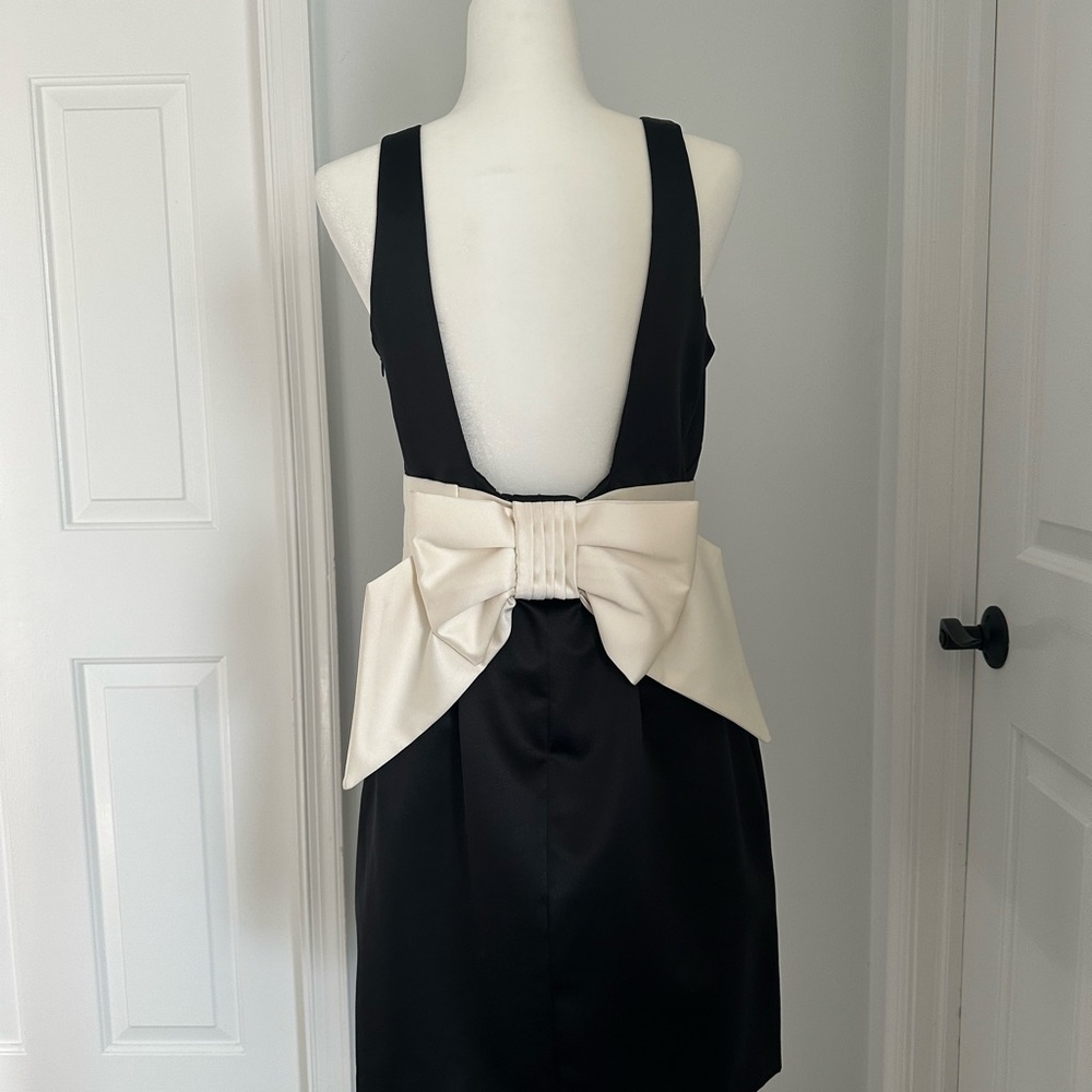 ABS Allen Schwartz Black and Cream Bow Dress